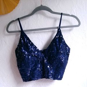 Navy Sequin Bustier Bralette